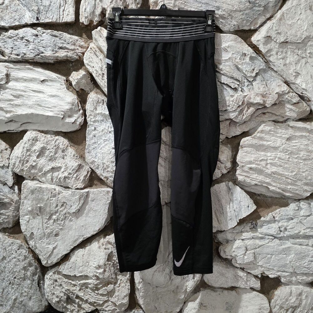 Nike Pro Tights Work Out Dri Fit Black Cropped Men's Size M